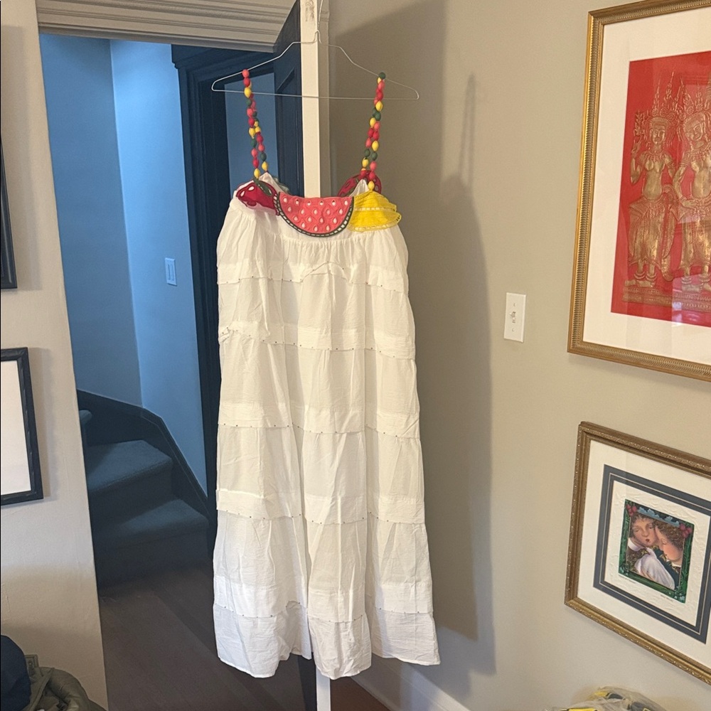 FARM Rio White Maxi Dress with Colorful Accents
